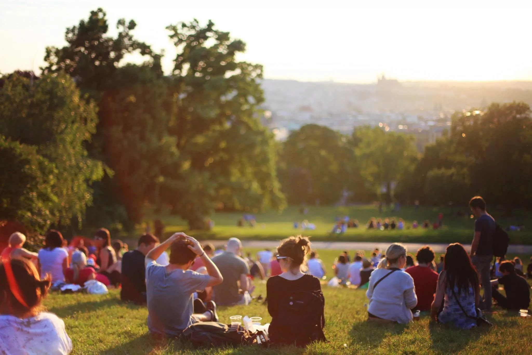 People at an outdoor library event.